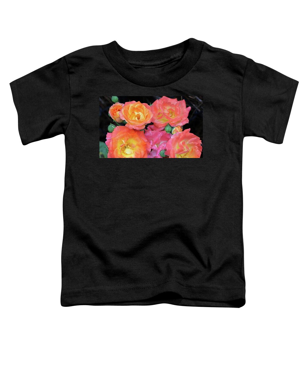 Multi-color Roses Red Yellow Pink Toddler T-Shirt featuring the photograph Multi-color Roses #1 by Jerry Battle