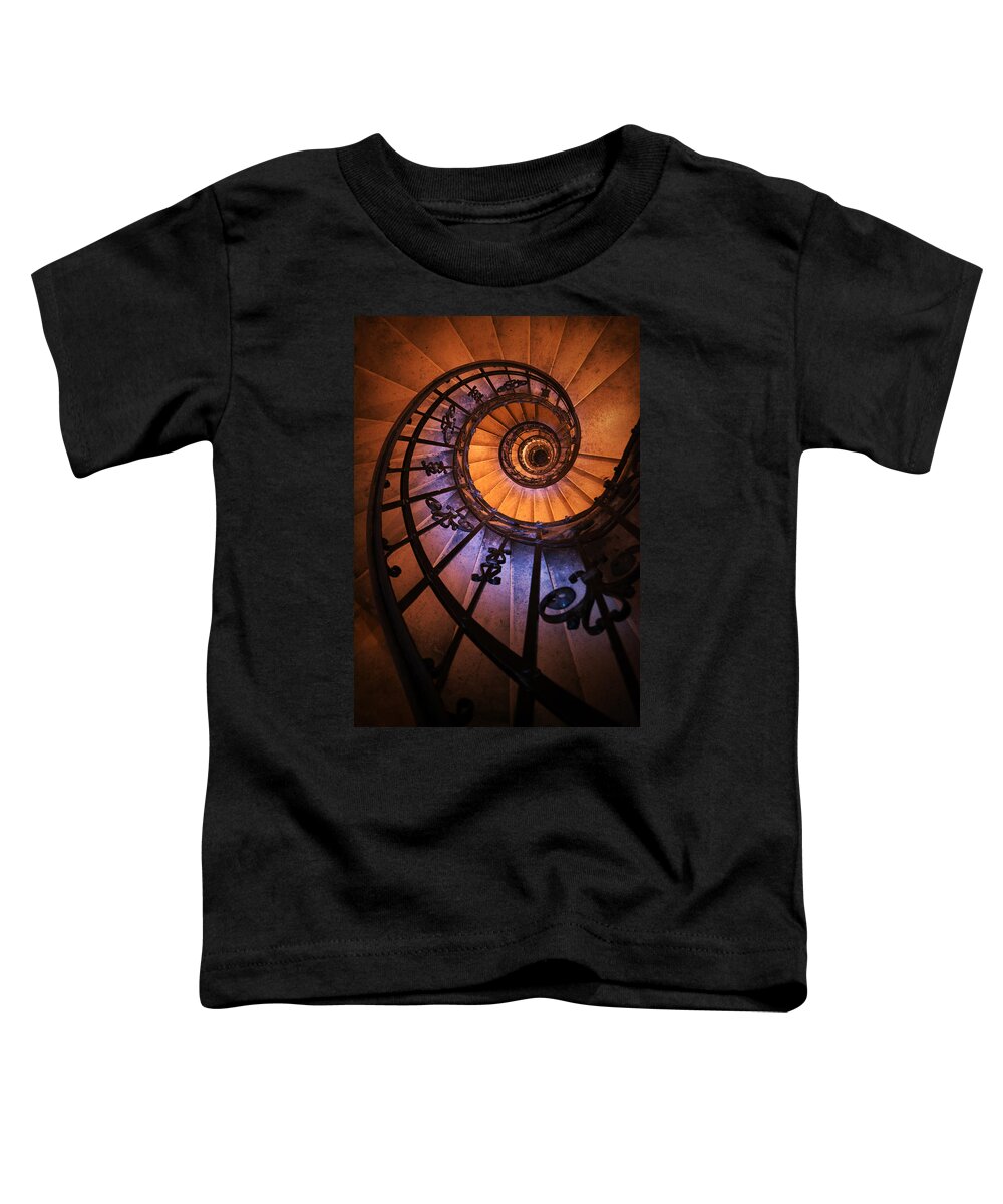 Staircase Toddler T-Shirt featuring the photograph Ornamented spiral staircase #1 by Jaroslaw Blaminsky