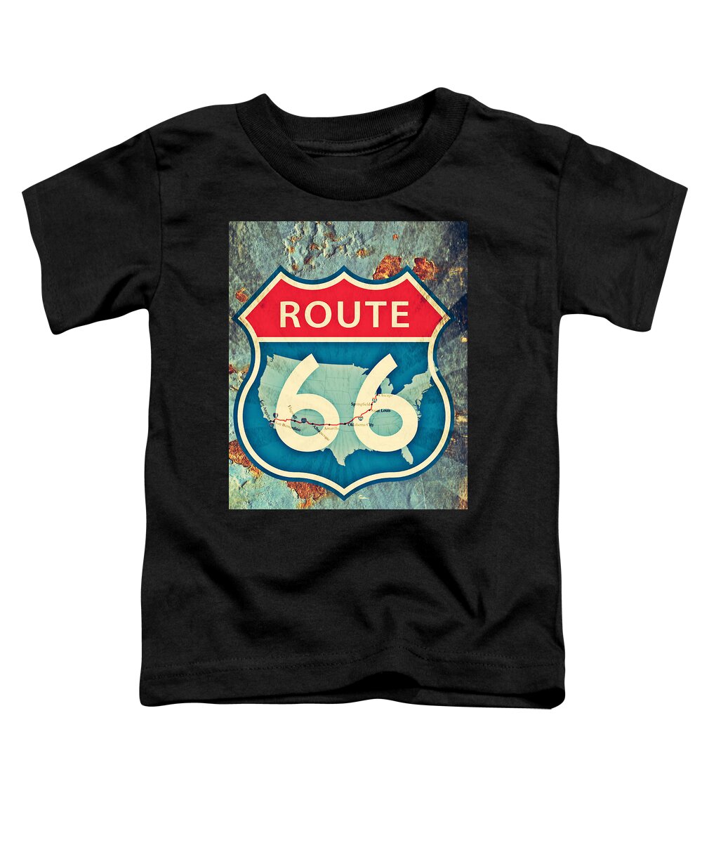 Route 66 Toddler T-Shirt featuring the digital art Route 66 #2 by Binka Kirova