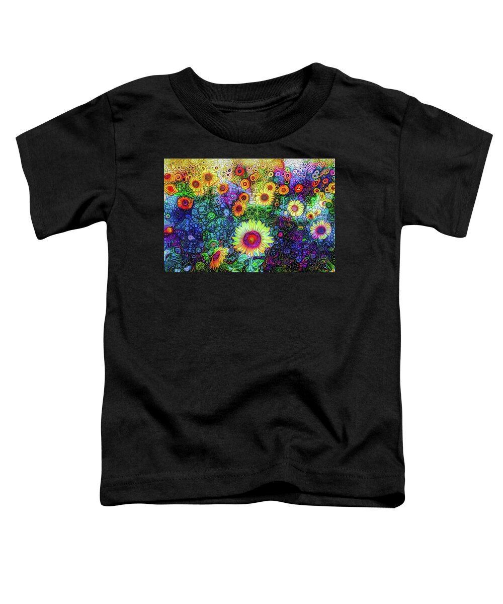 Sunflowers Toddler T-Shirt featuring the mixed media Sunflowers #1 by Lilia S