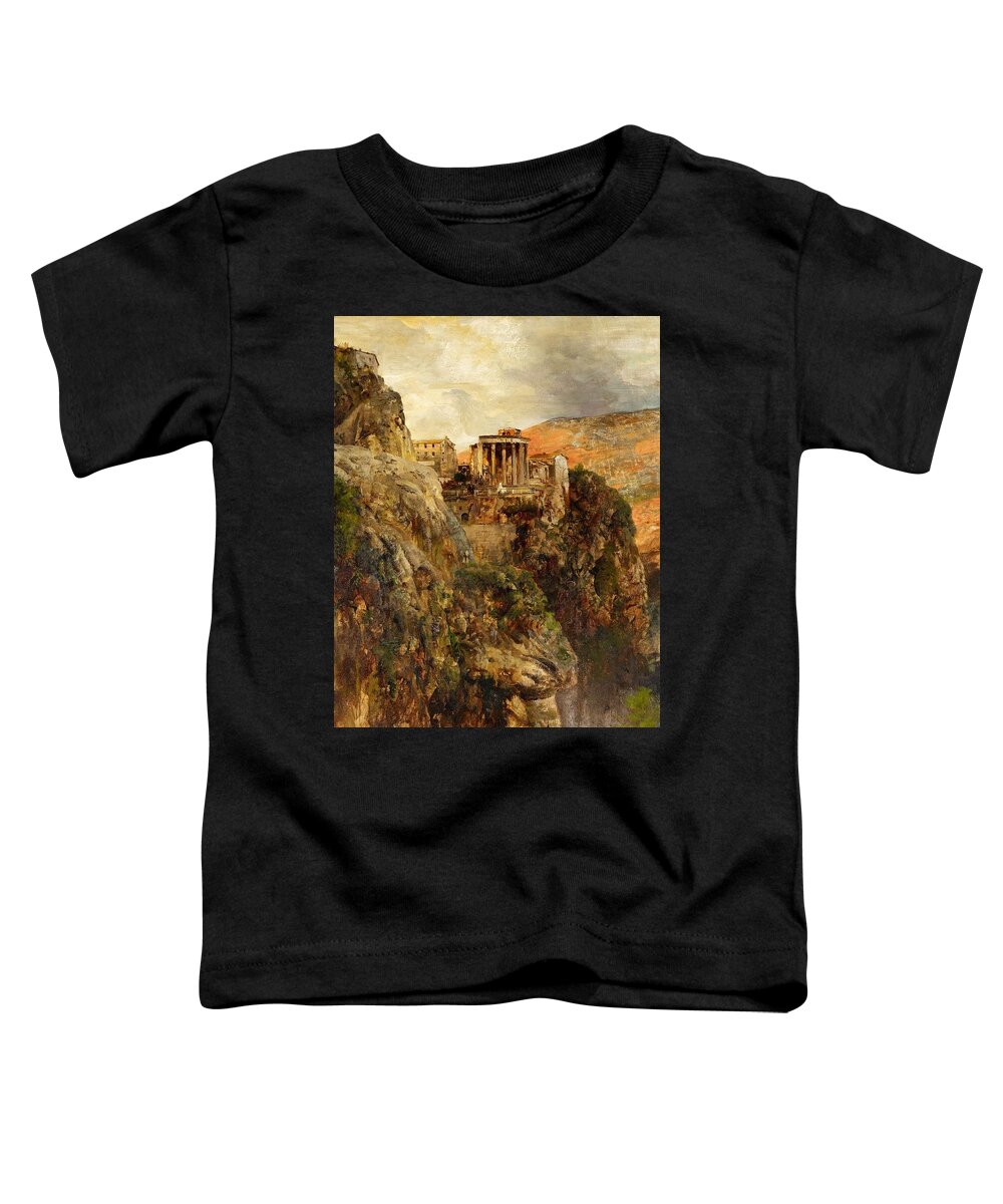 Oswald Achenbach Toddler T-Shirt featuring the painting The Temple of Vesta in Tivoli #1 by Oswald Achenbach