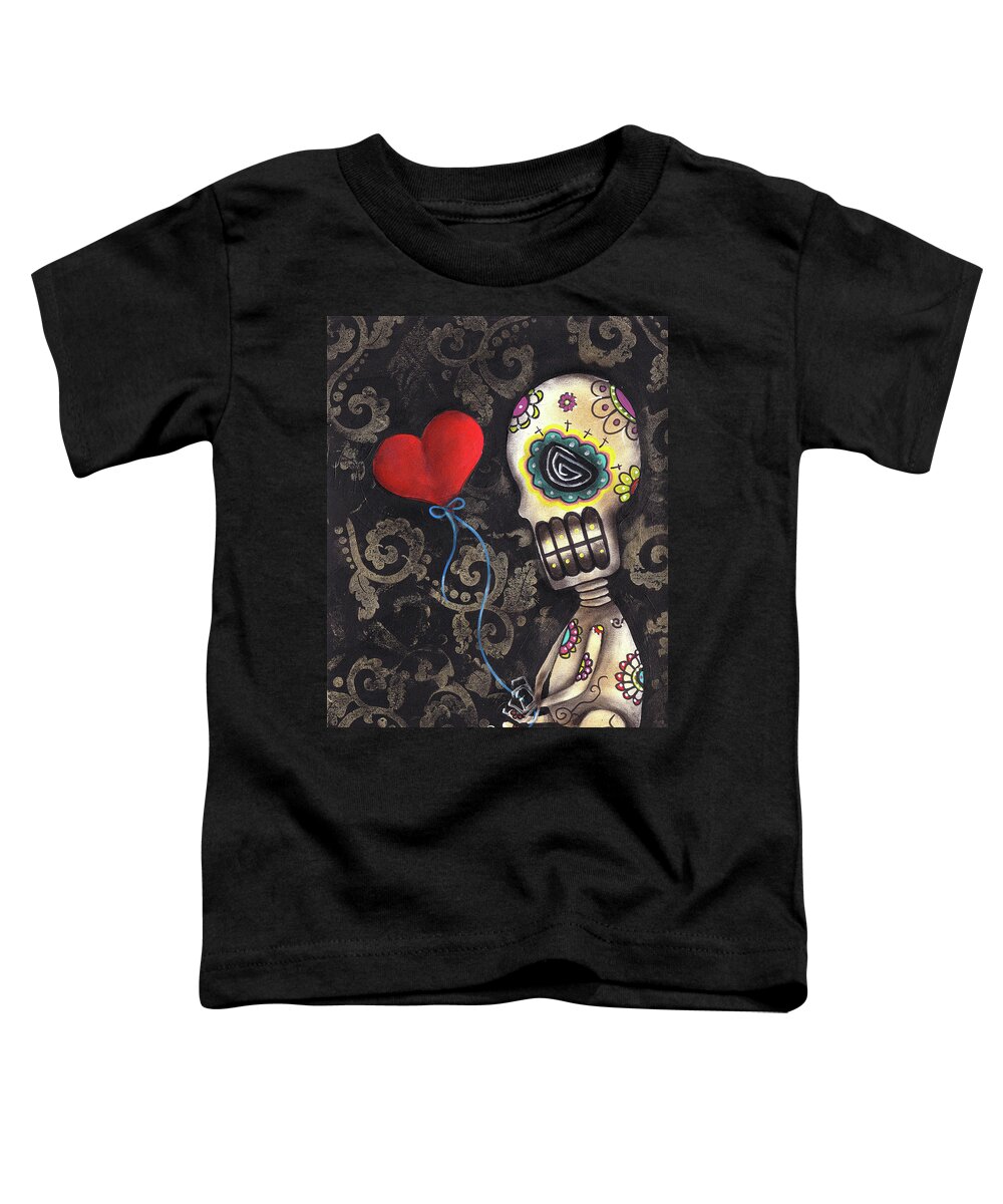 Skeleton Toddler T-Shirt featuring the painting Waiting for you by Abril Andrade