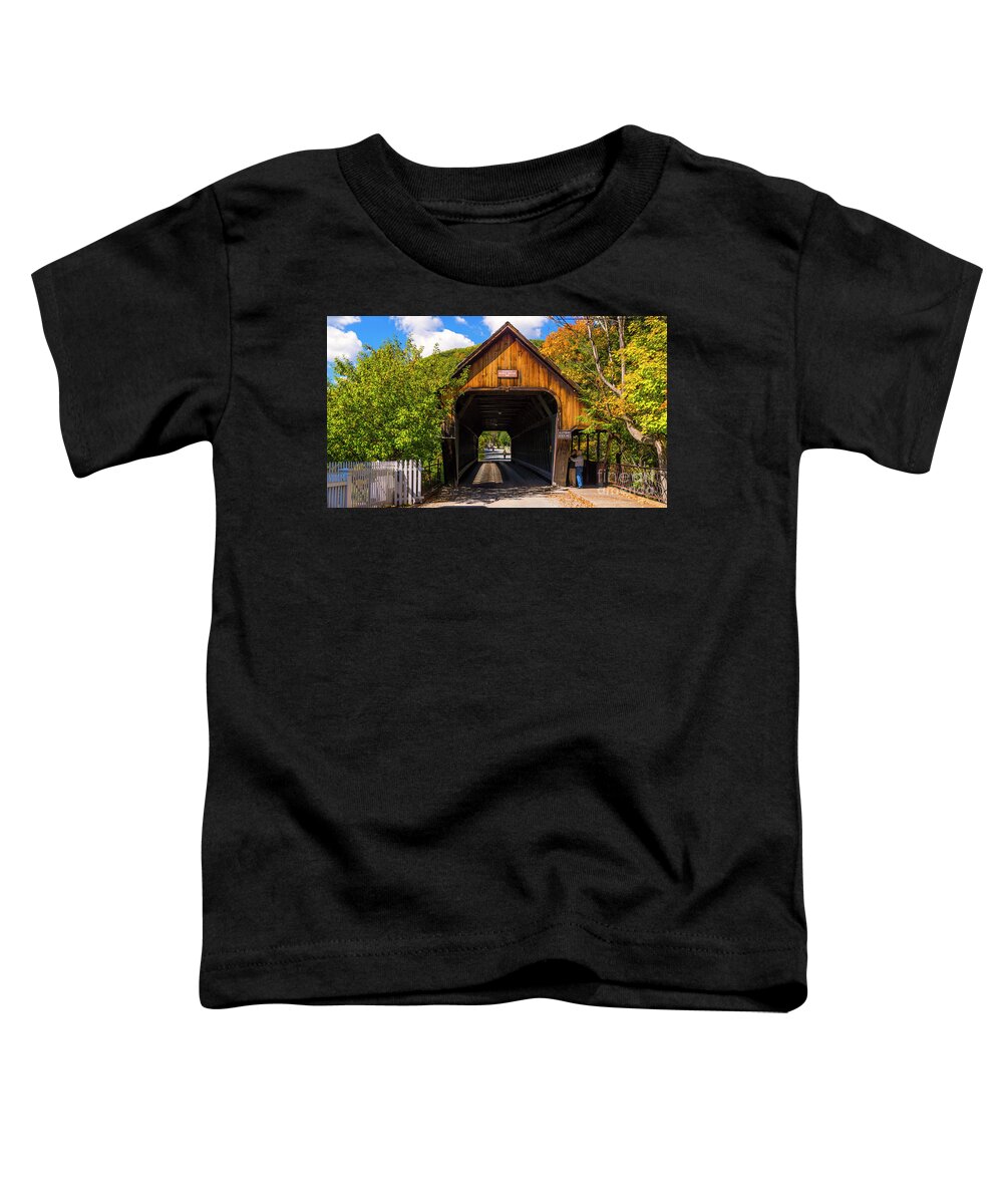 Fall Foliage Toddler T-Shirt featuring the photograph Woodstock Middle Bridge #6 by Scenic Vermont Photography