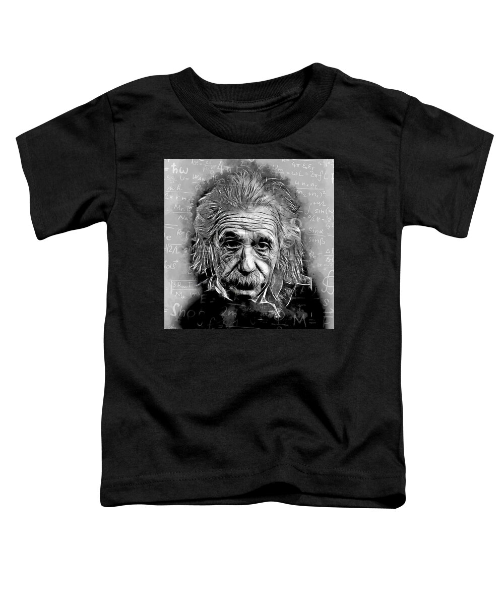 Albert Einstein Toddler T-Shirt featuring the mixed media Albert Einstein #2 by Marvin Blaine