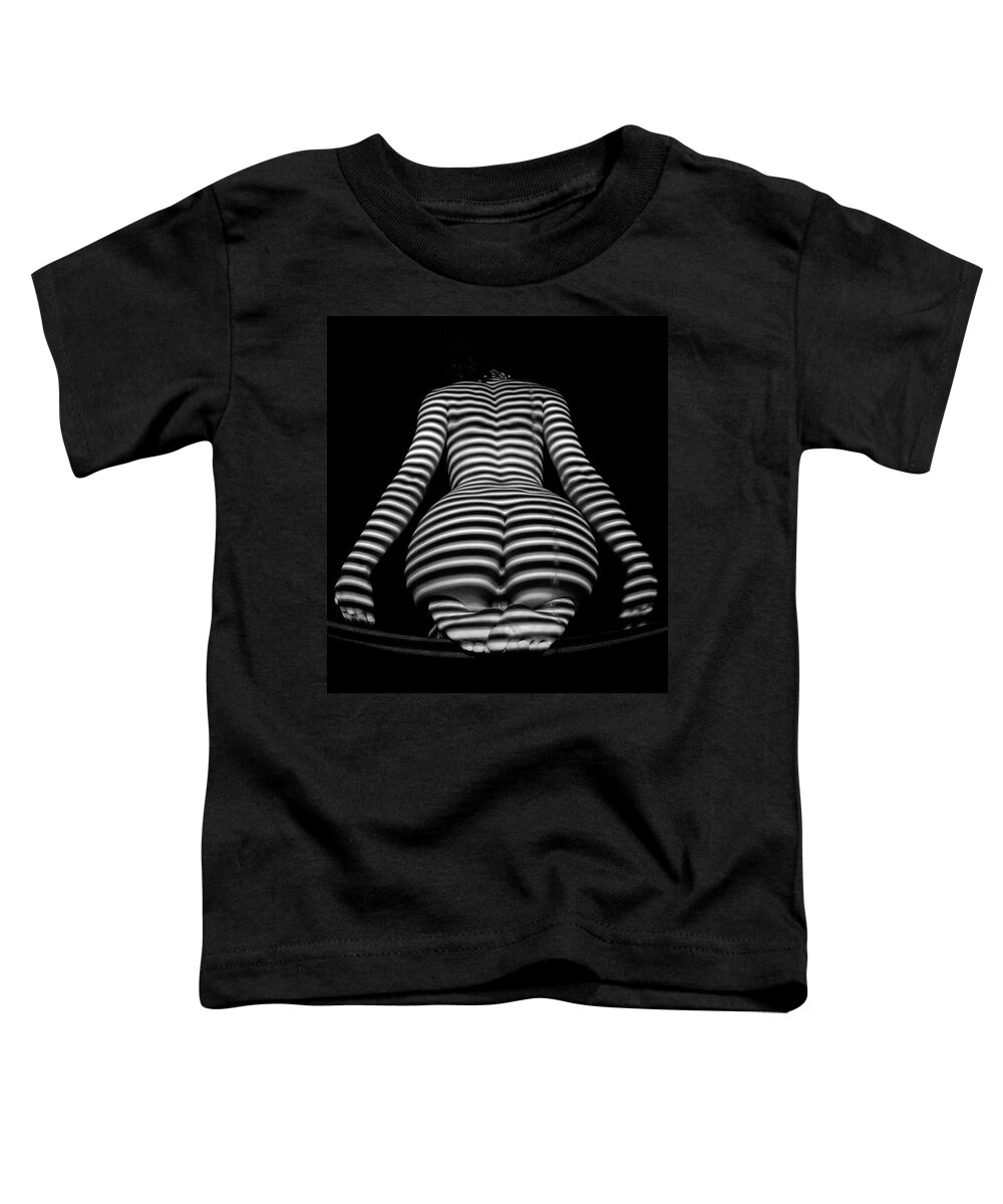 Zebra Woman Toddler T-Shirt featuring the photograph 1249-MAK Zebra Woman Rear View Striped Sexy Nude by Chris Maher