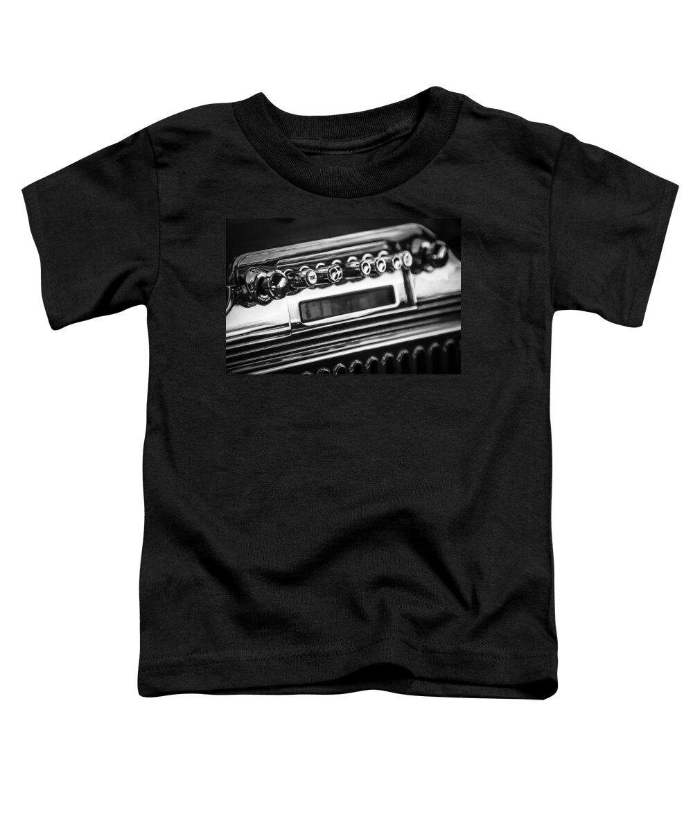 1947 Cadillac Model 62 Coupe Radio Toddler T-Shirt featuring the photograph 1947 Cadillac Model 62 Coupe Radio -440bw by Jill Reger