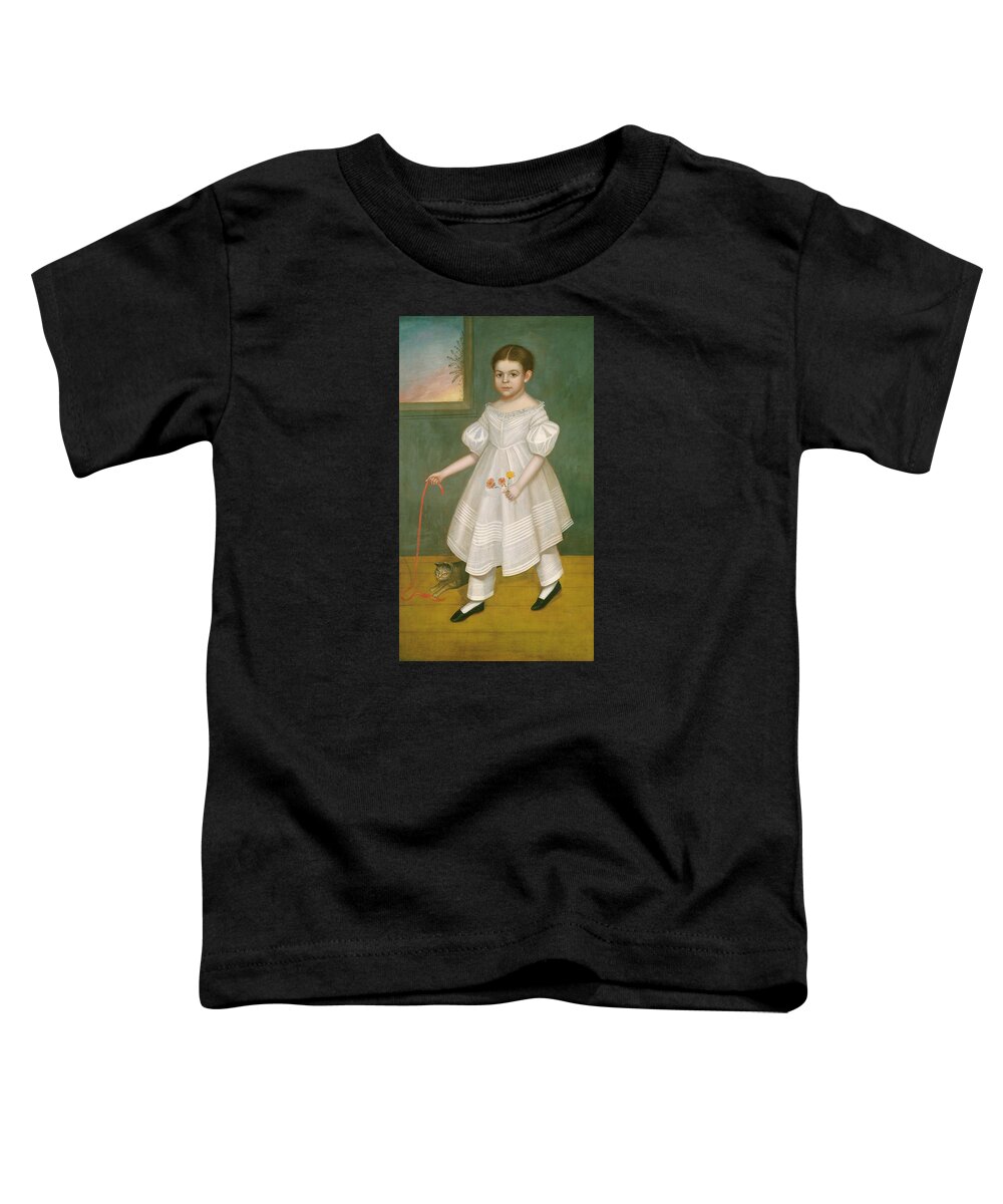 Joseph Goodhue Chandler Toddler T-Shirt featuring the painting Girl with Kitten #2 by Joseph Goodhue Chandler