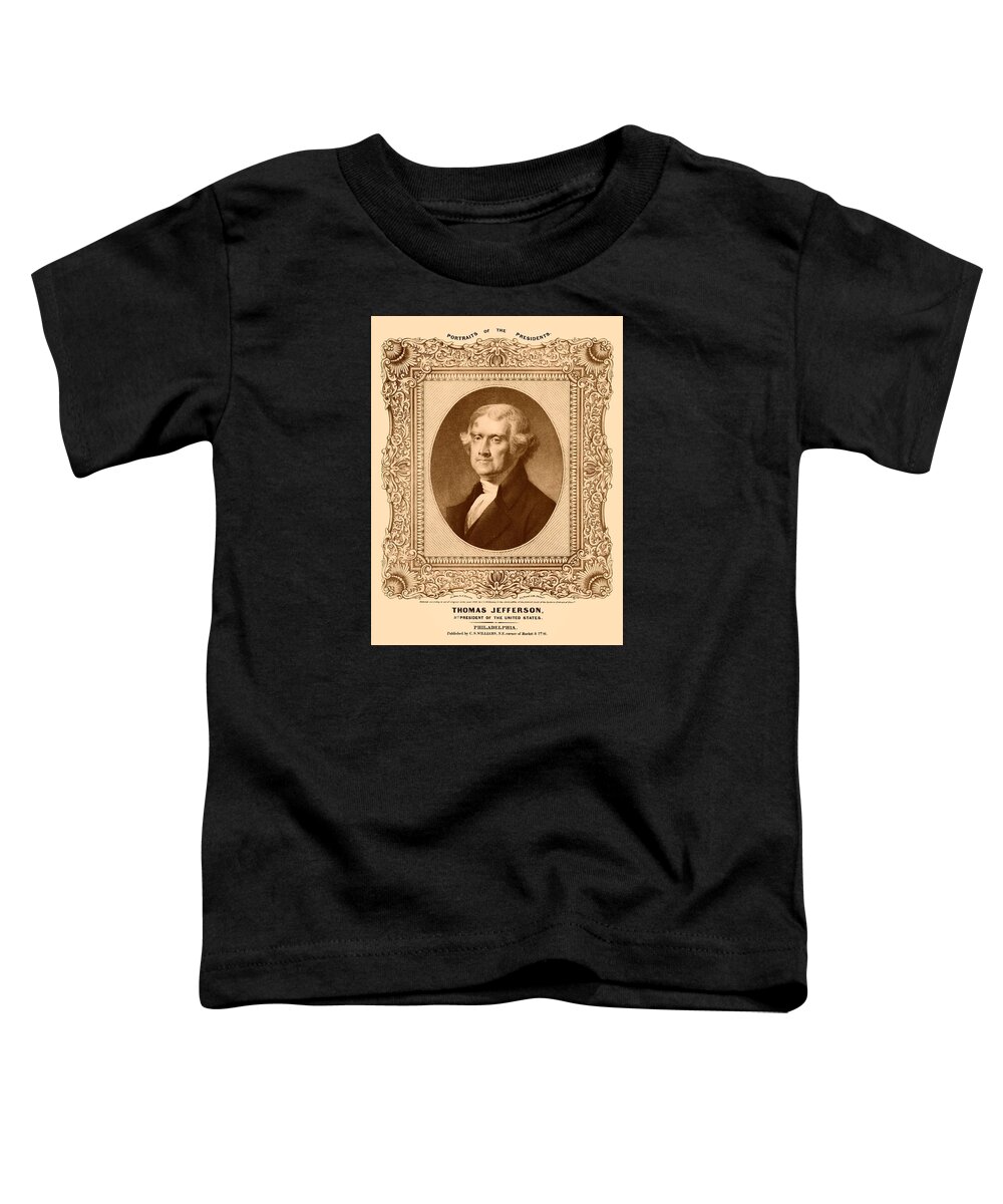 Thomas Jefferson Toddler T-Shirt featuring the drawing Thomas Jefferson #2 by War Is Hell Store