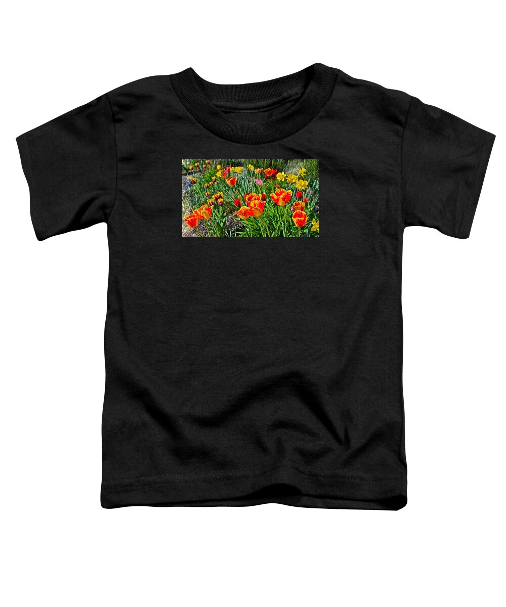 Tulips Toddler T-Shirt featuring the photograph 2015 Acewood Tulips 1 by Janis Senungetuk