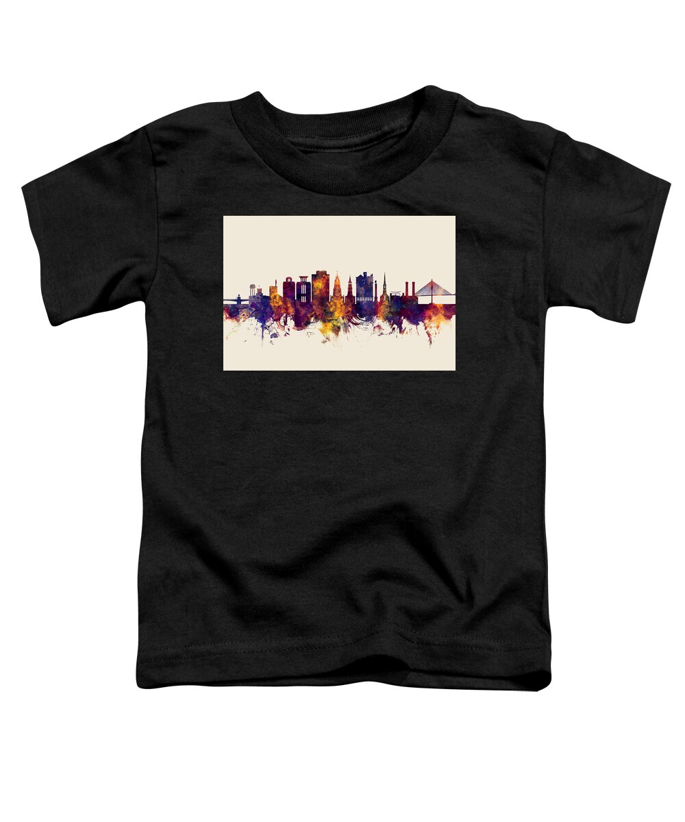 Charleston Toddler T-Shirt featuring the digital art Charleston South Carolina Skyline #3 by Michael Tompsett