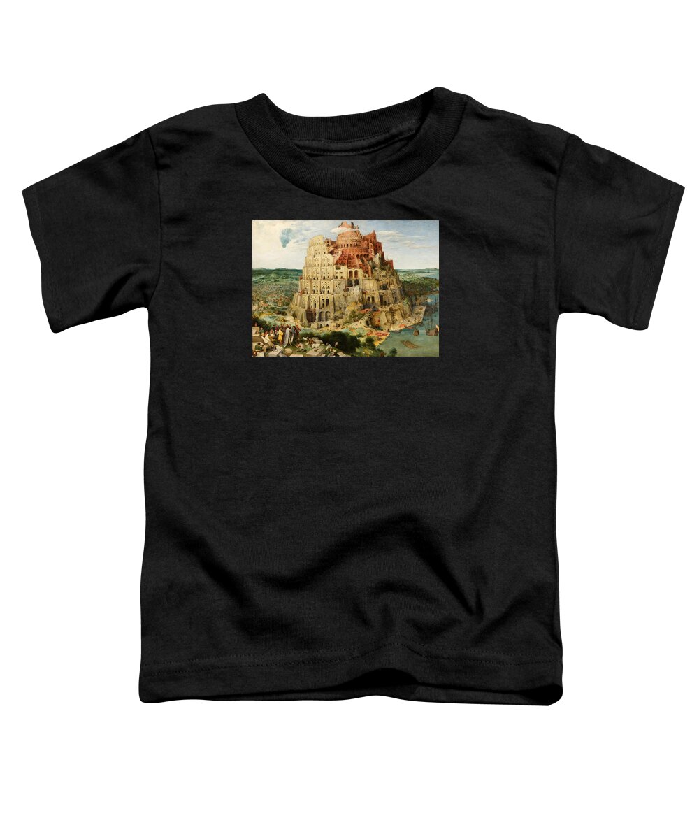 Pieter Bruegel The Elder Toddler T-Shirt featuring the painting The Tower Of Babel #3 by Pieter Bruegel The Elder