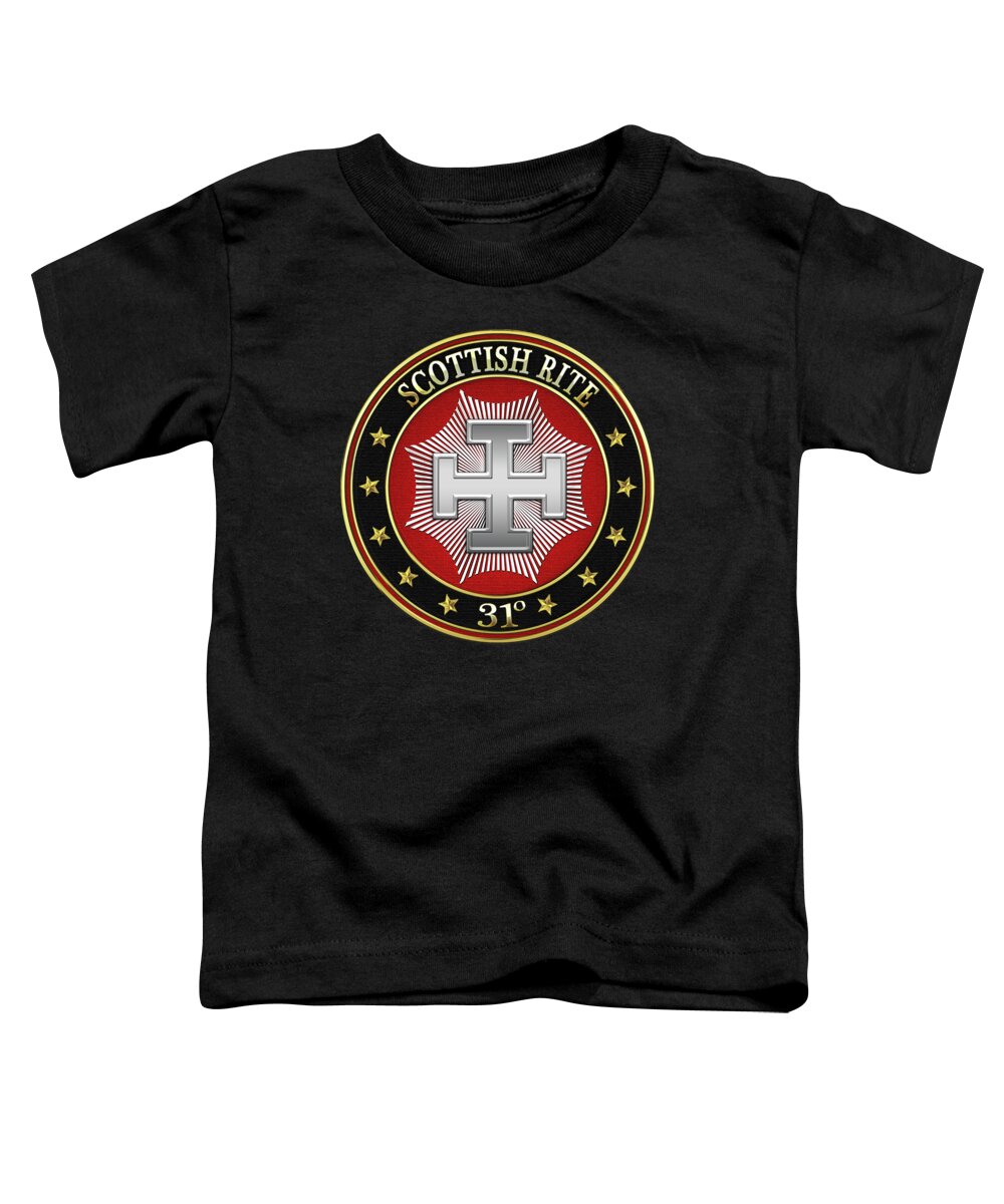 'scottish Rite' Collection By Serge Averbukh Toddler T-Shirt featuring the digital art 31st Degree - Inspector Inquisitor Jewel on Black Leather by Serge Averbukh