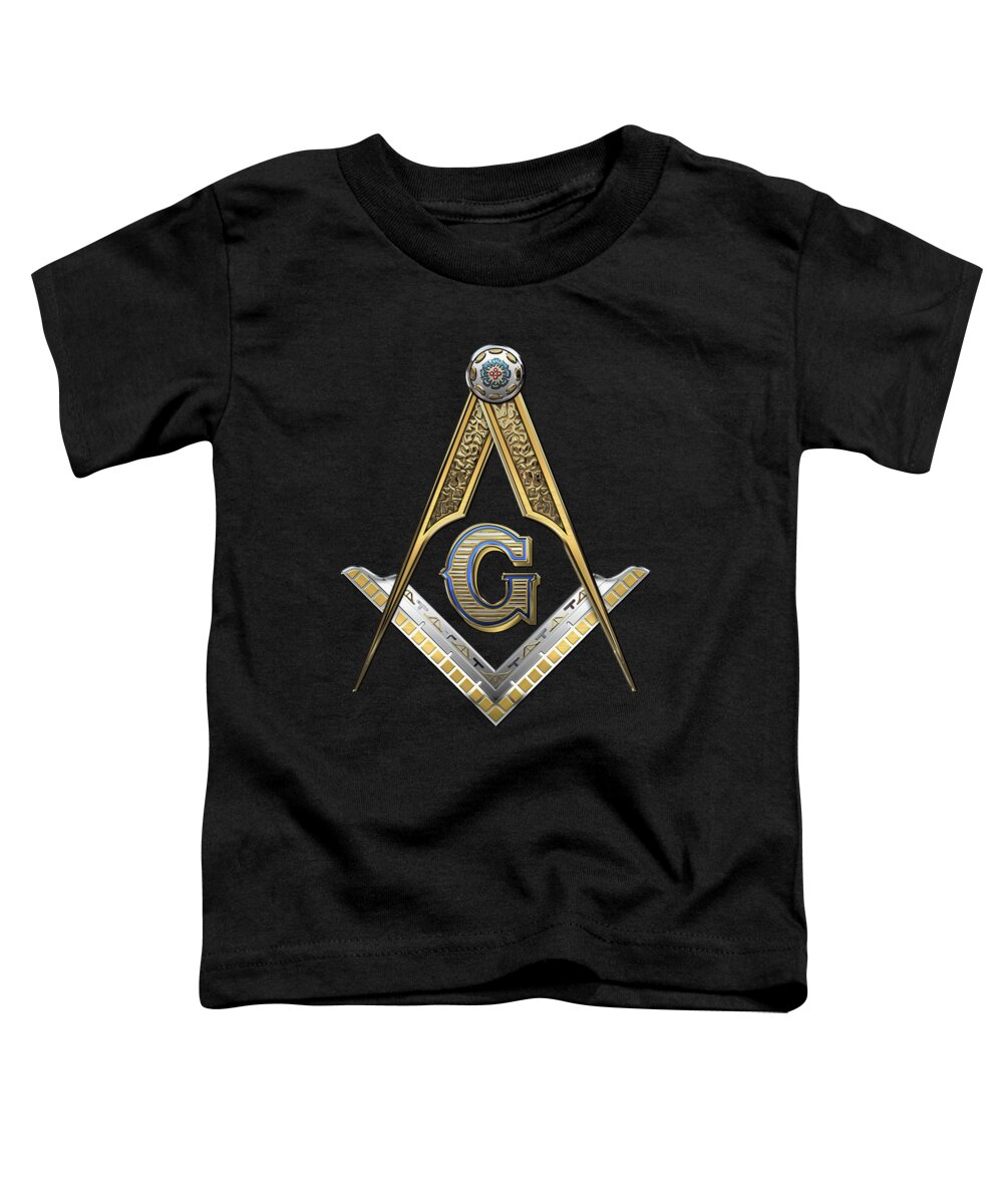 'ancient Brotherhoods' Collection By Serge Averbukh Toddler T-Shirt featuring the digital art 3rd Degree Mason - Master Mason Jewel on Black Canvas by Serge Averbukh