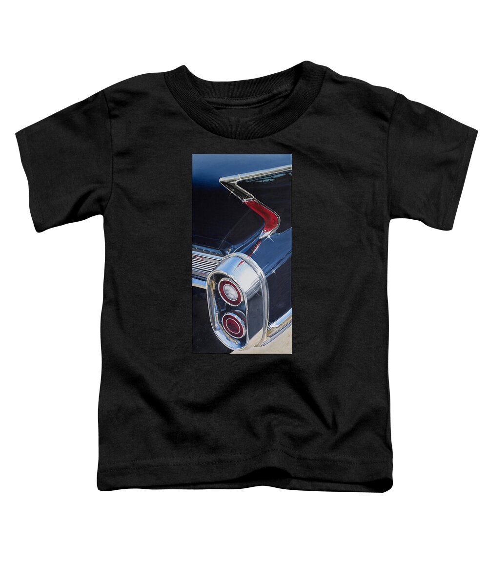 Cadillac Toddler T-Shirt featuring the painting 60 Cadillac Coupe de Ville by Rob De Vries