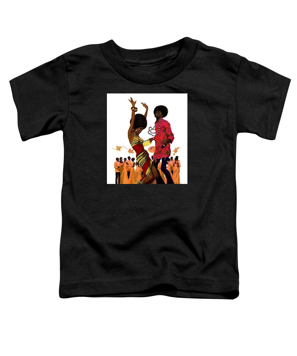 Black Americana Toddler T-Shirt featuring the digital art 70's Black and Proud by Kim Kent
