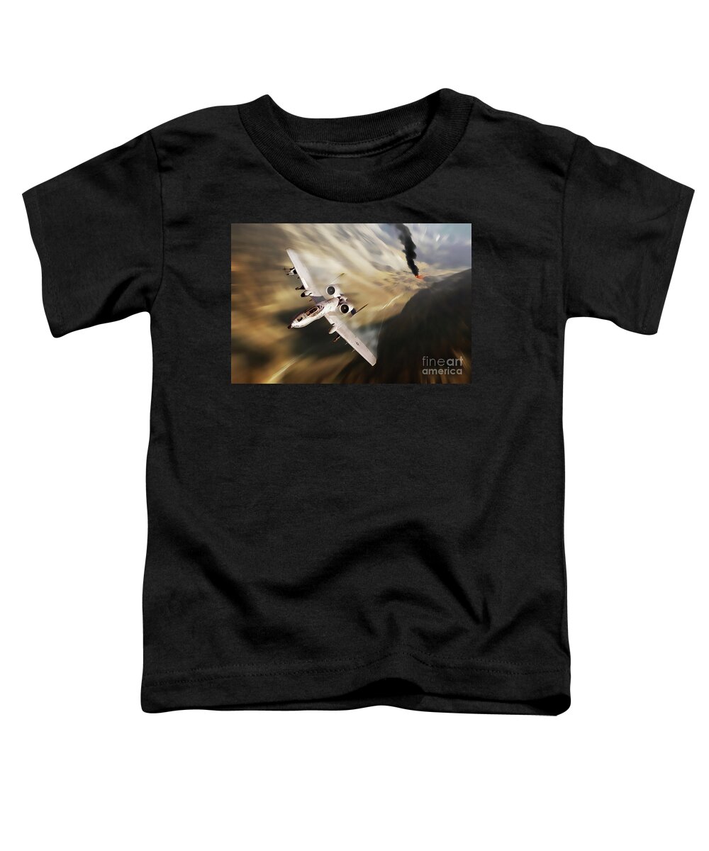 A10 Toddler T-Shirt featuring the digital art A-10 Canyon Run by Airpower Art