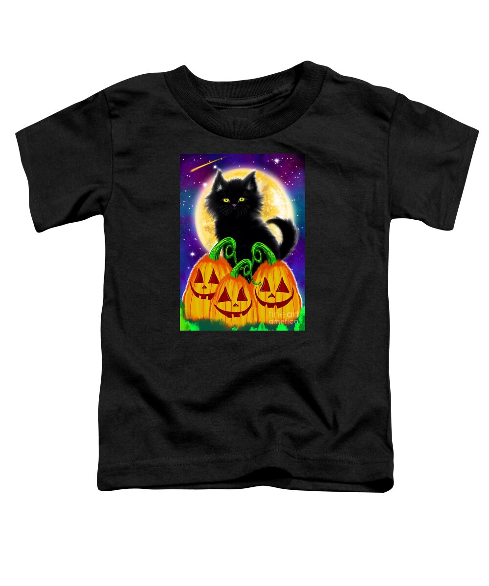 Cat Toddler T-Shirt featuring the painting A Spooky Cat Night by Nick Gustafson