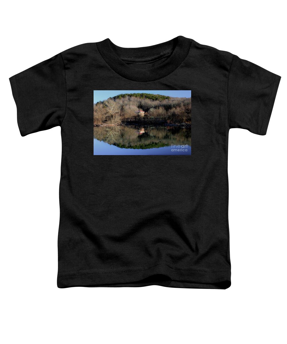 River Reflection Toddler T-Shirt featuring the photograph Above The Waterfall Reflection by Michael Eingle