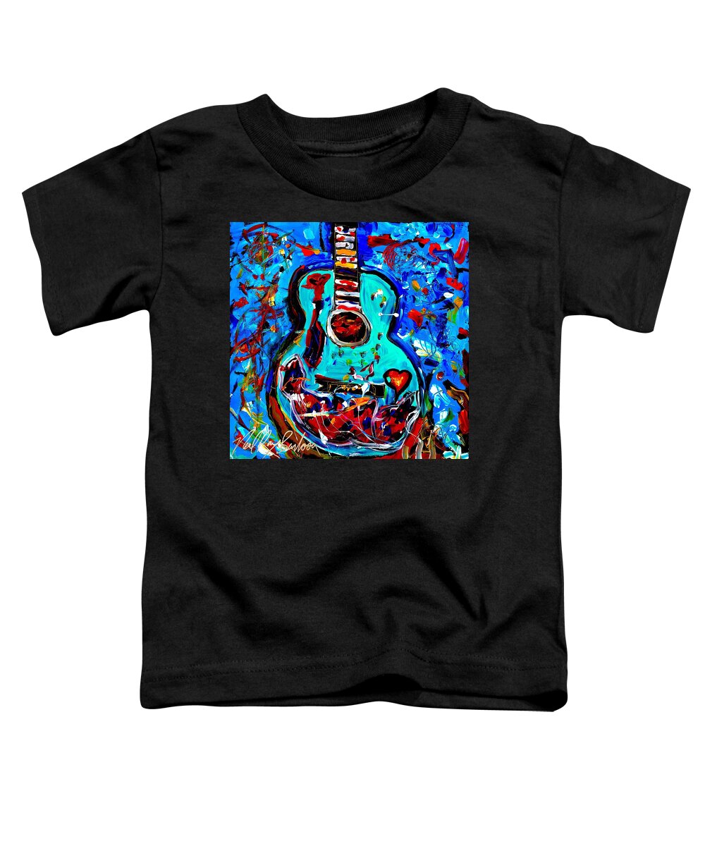 Acoustic Guitar Toddler T-Shirt featuring the painting Acoustic love guitar by Neal Barbosa