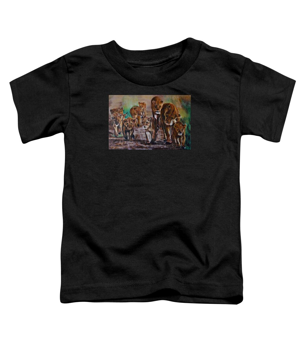 Lions Toddler T-Shirt featuring the painting Afternoon Stroll by Maris Sherwood
