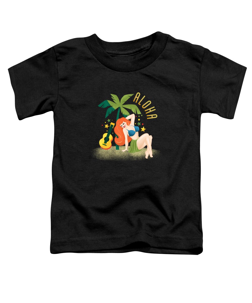 Redhead Toddler T-Shirt featuring the painting Aloha From Sunny Hawaii Wish You Were Here by Little Bunny Sunshine