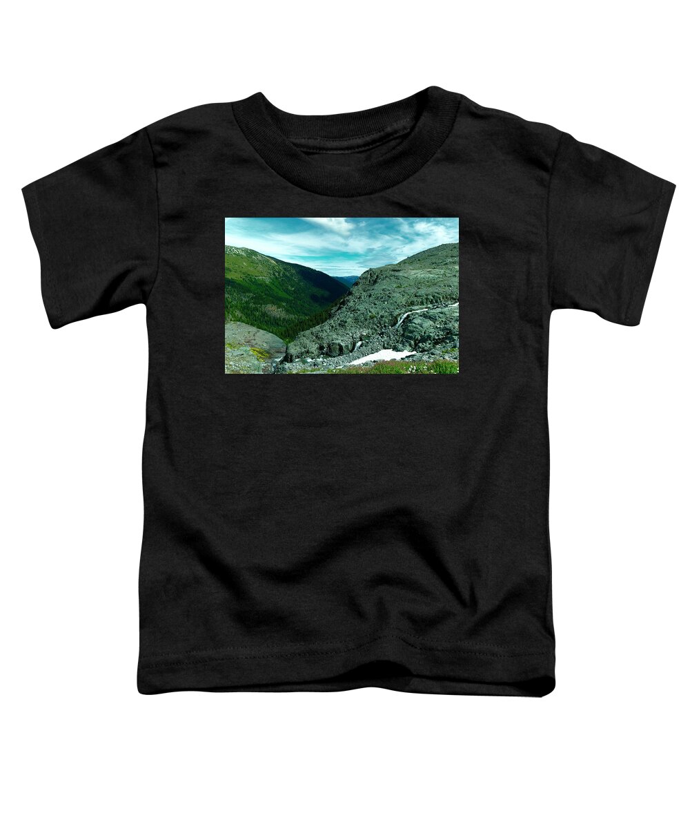 Waterfall Toddler T-Shirt featuring the photograph Alpine waterfall by Jeff Swan