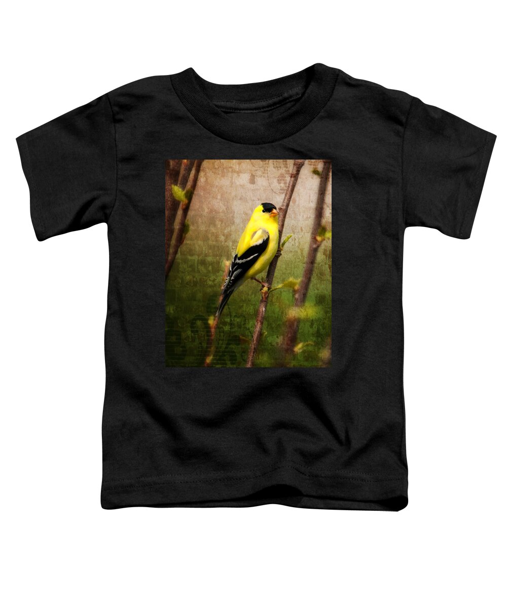 American Goldfinch Toddler T-Shirt featuring the photograph American Goldfinch by Al Mueller