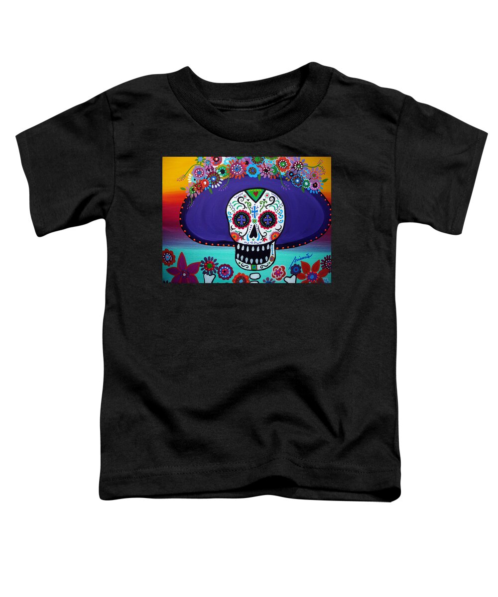 Day Of The Dead Toddler T-Shirt featuring the painting Amor Catrina by Pristine Cartera Turkus