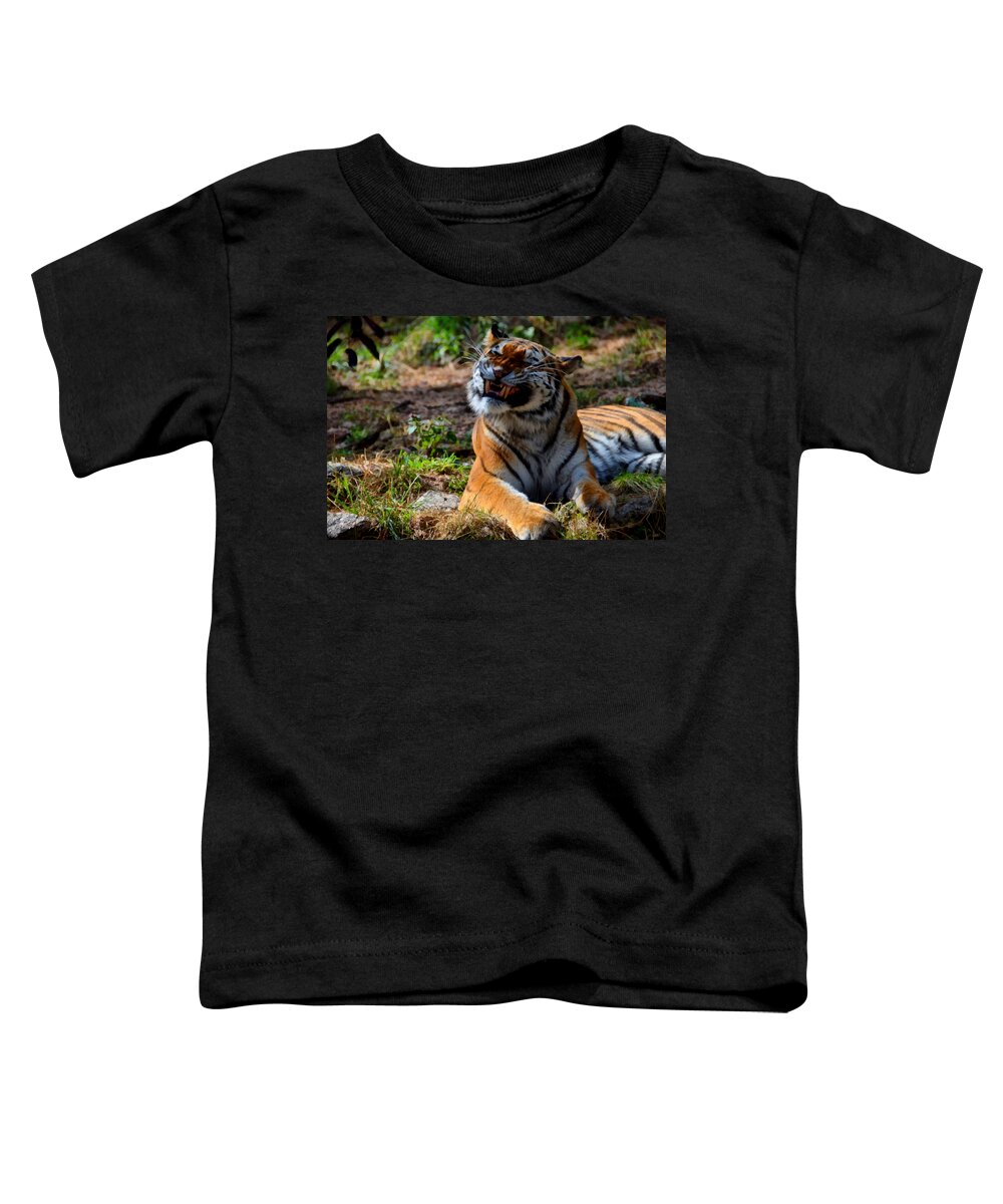 Amur Toddler T-Shirt featuring the mixed media Amur Tiger 6 by Angelina Tamez