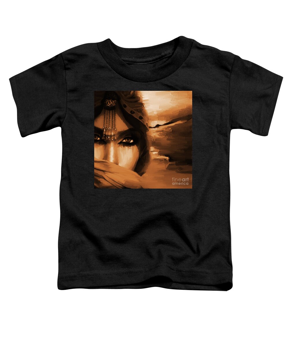 Female Toddler T-Shirt featuring the painting Arabian Eyes by Gull G