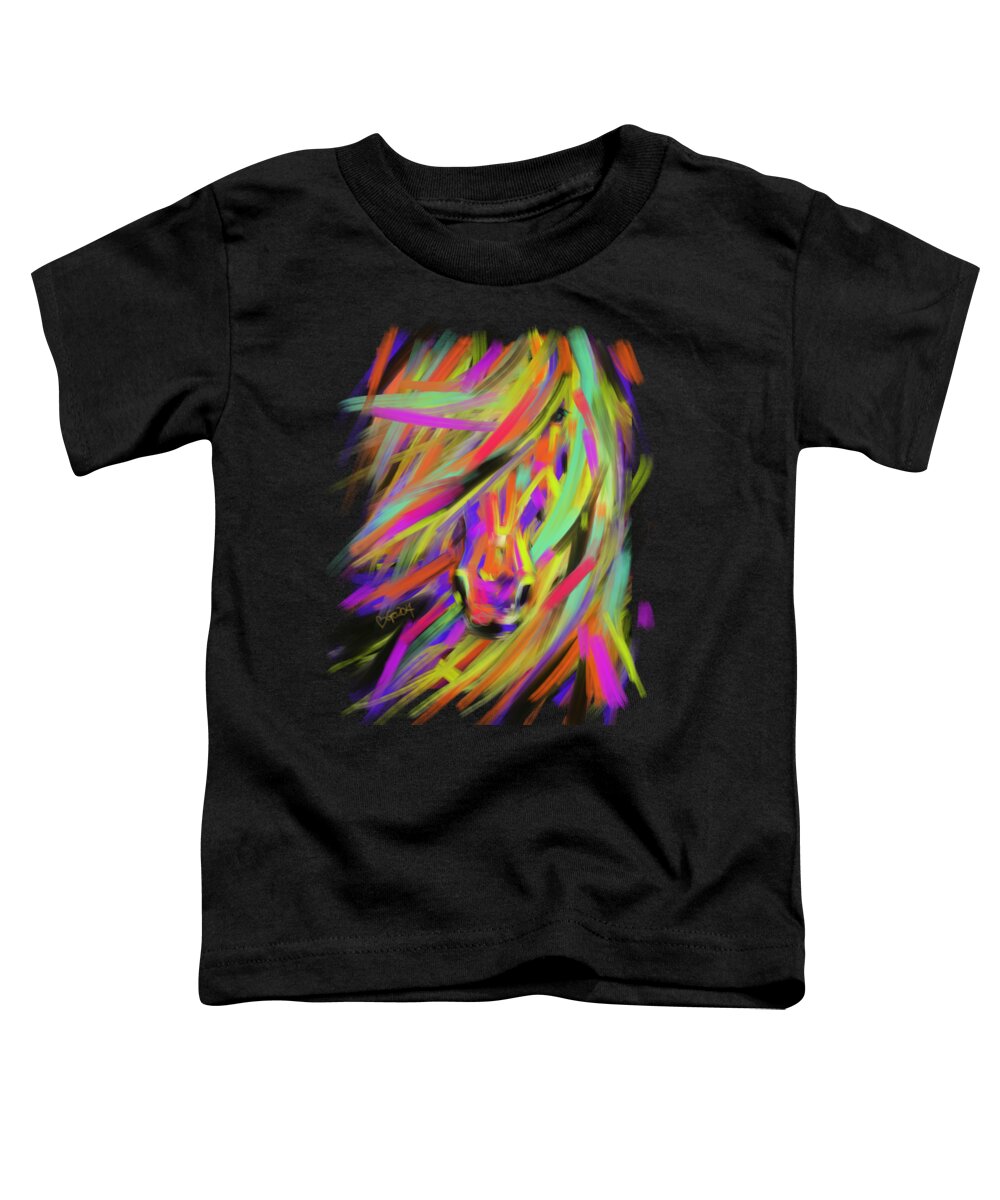 Horse Toddler T-Shirt featuring the painting Horse Rainbow Hair by Go Van Kampen
