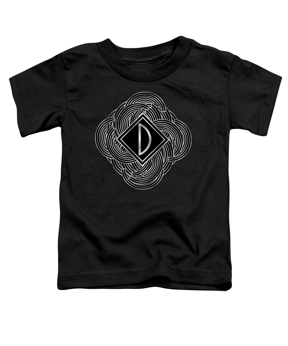 Monogram Toddler T-Shirt featuring the digital art Deco Jazz Swing Monogram ...letter D by Cecely Bloom