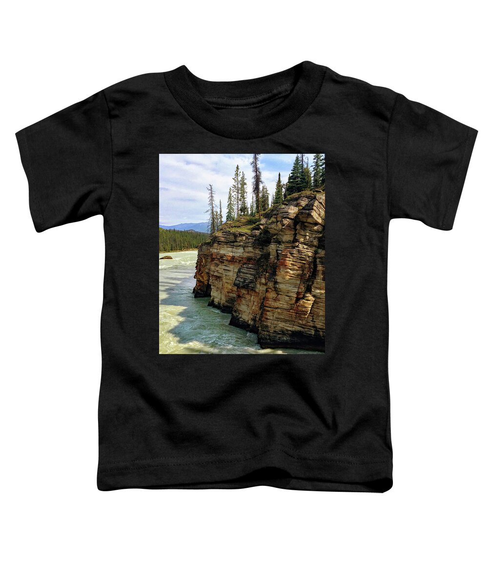 Rock Formation Toddler T-Shirt featuring the photograph Athabasca Falls Rock Formation by David T Wilkinson
