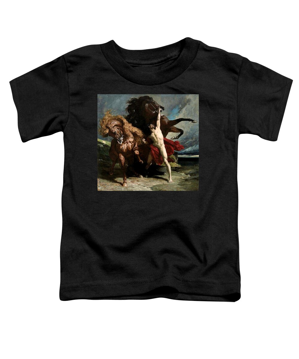 Henry Regnault Automedon Horses Achiles Greek Mythology Iliad Trojan War Homer French Neoclassicism Toddler T-Shirt featuring the painting Automedon with the Horses of Achilles by Henri Regnault