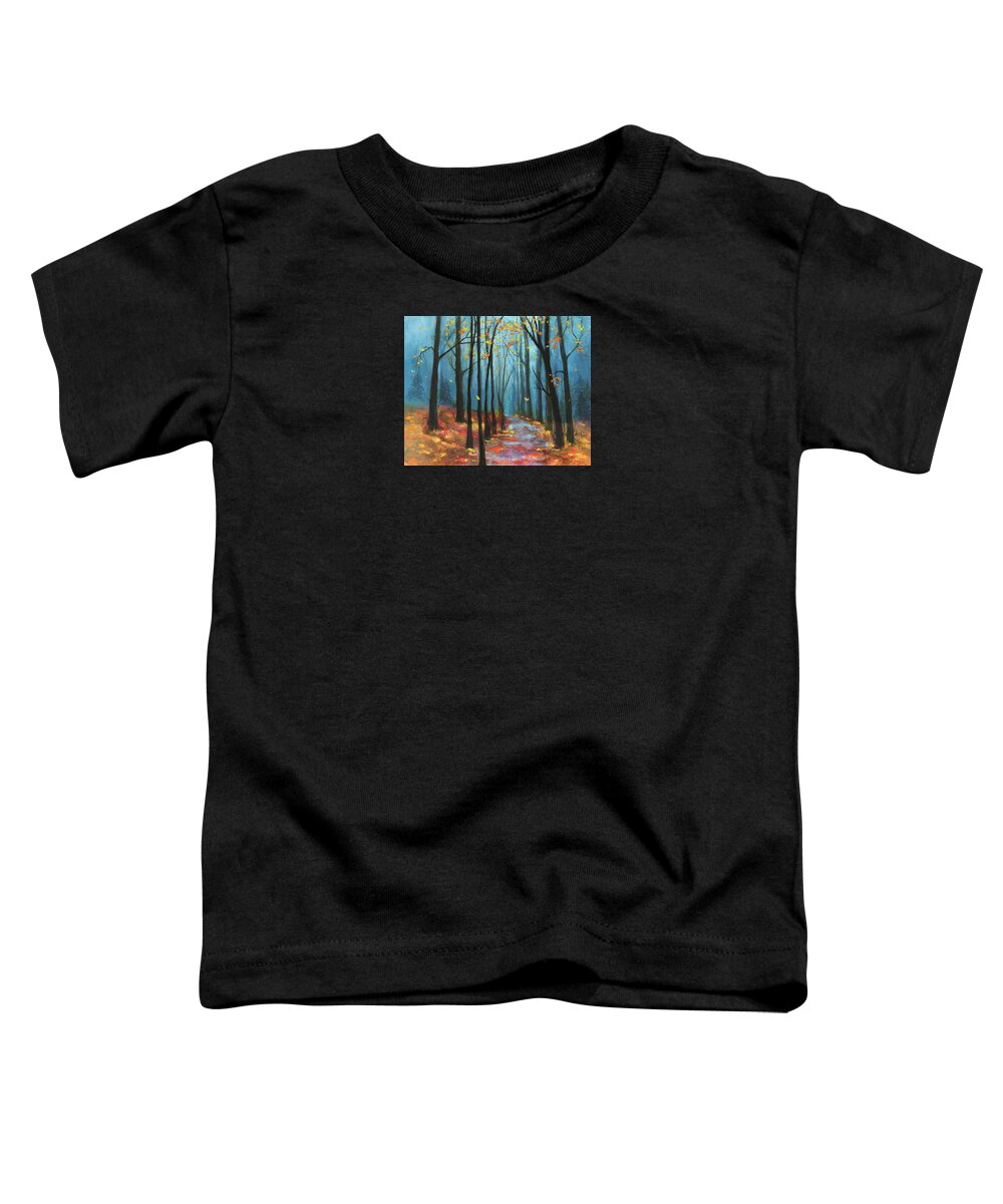 Autumn Toddler T-Shirt featuring the painting Autumn Path by Terry Webb Harshman