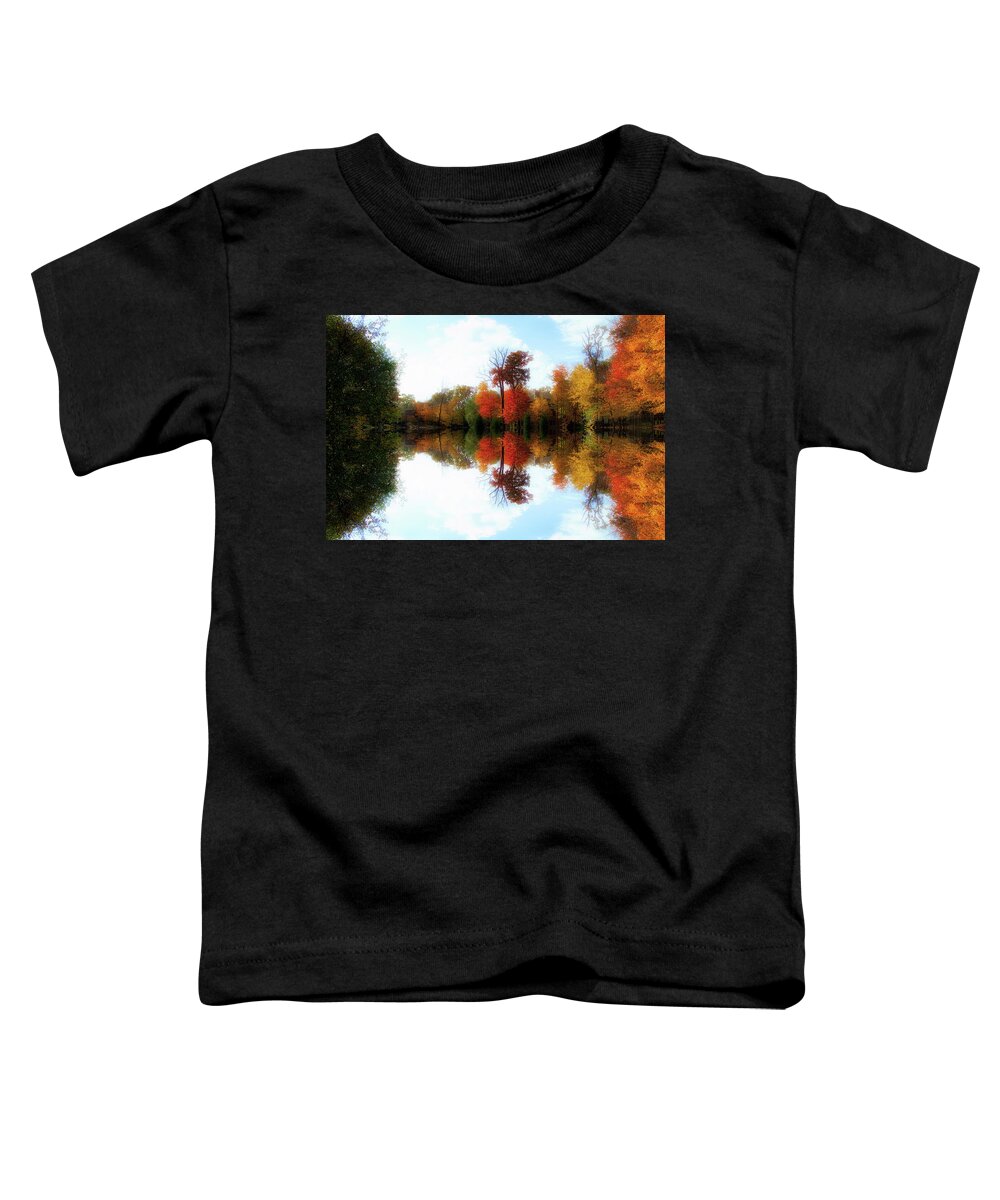 Pond Toddler T-Shirt featuring the photograph Autumn Pond 2016 Mirrored Image by Thomas Woolworth