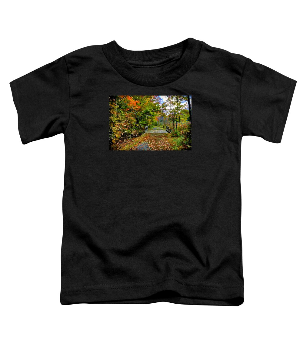 Autumn Toddler T-Shirt featuring the painting Autumn walk by Lilia S