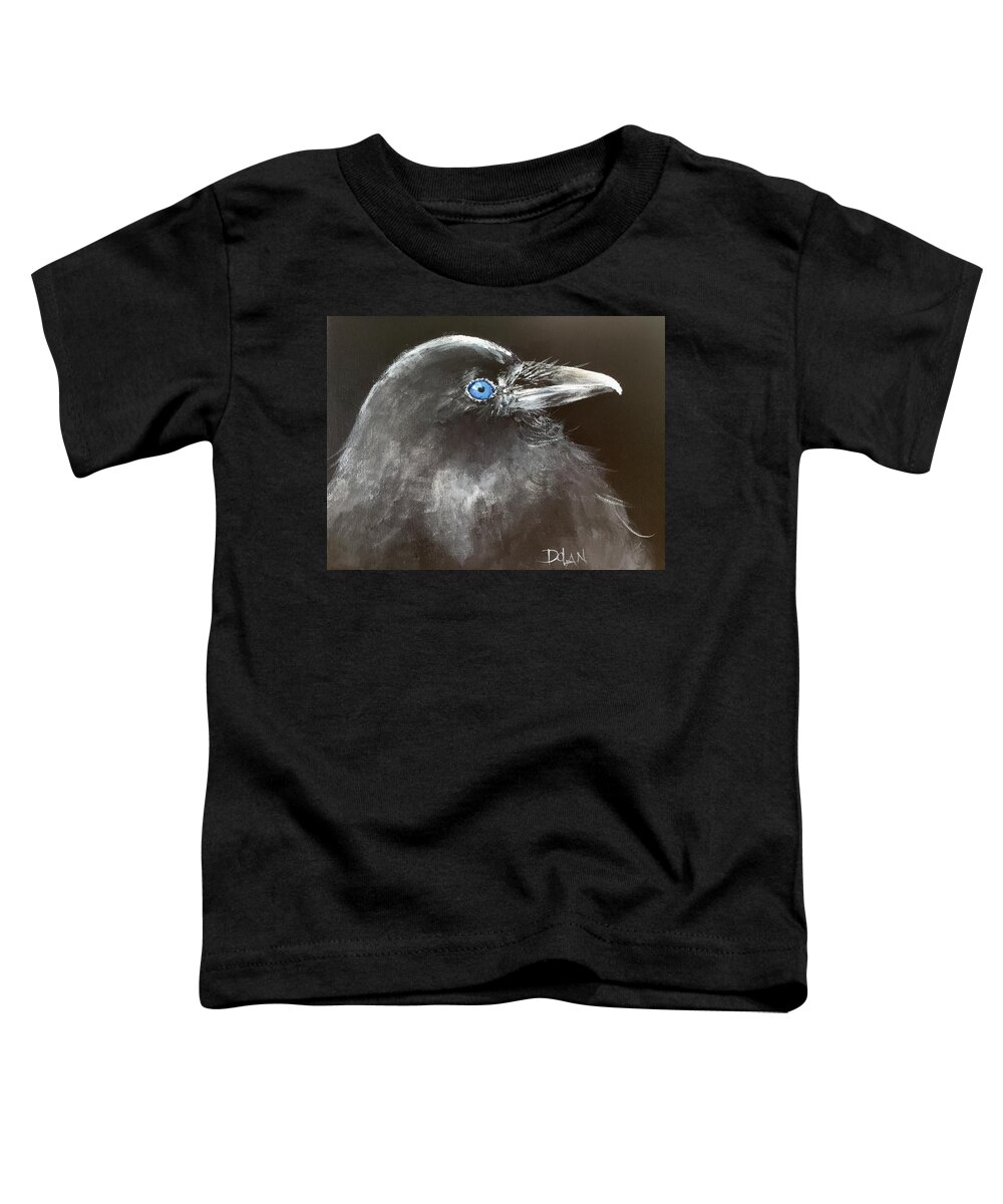 Raven Toddler T-Shirt featuring the painting Baby Raven by Pat Dolan
