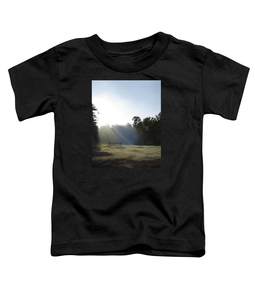 Pasture Toddler T-Shirt featuring the painting Back pasture at dawn by Myke Irving