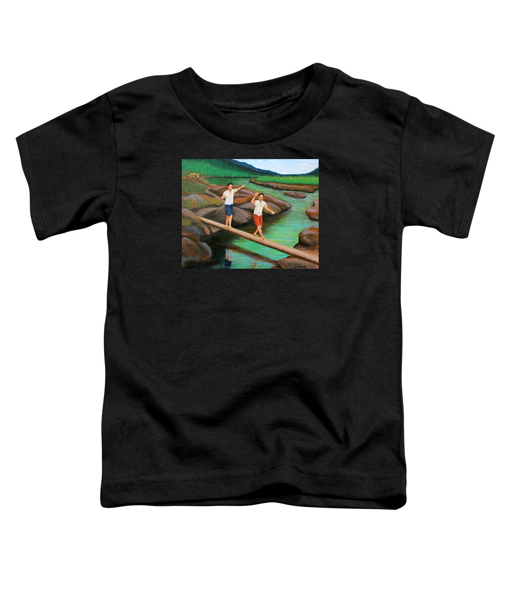 Balance Toddler T-Shirt featuring the painting Balancing Life Through a Straight and Narrow Path by Cyril Maza