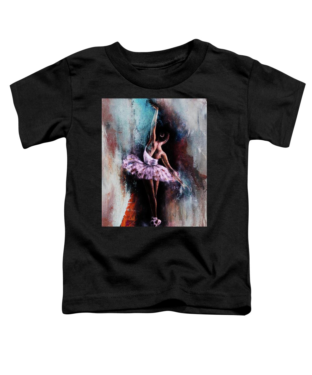 Ballerina Toddler T-Shirt featuring the painting Ballerina Dance art 10087 by Gull G
