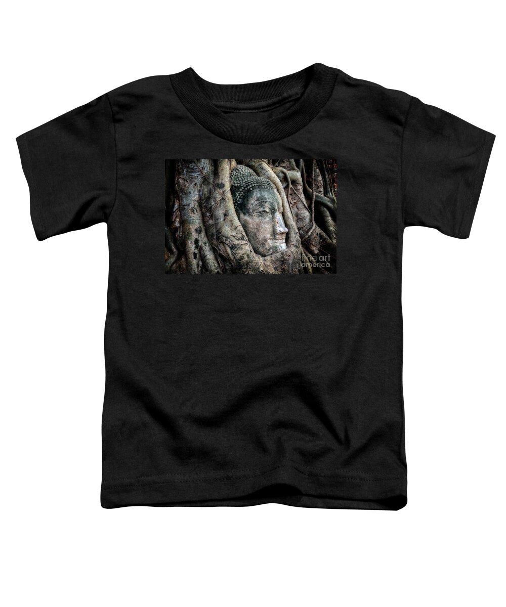 Wat Mahathat Toddler T-Shirt featuring the photograph Banyan Tree Buddha by Adrian Evans