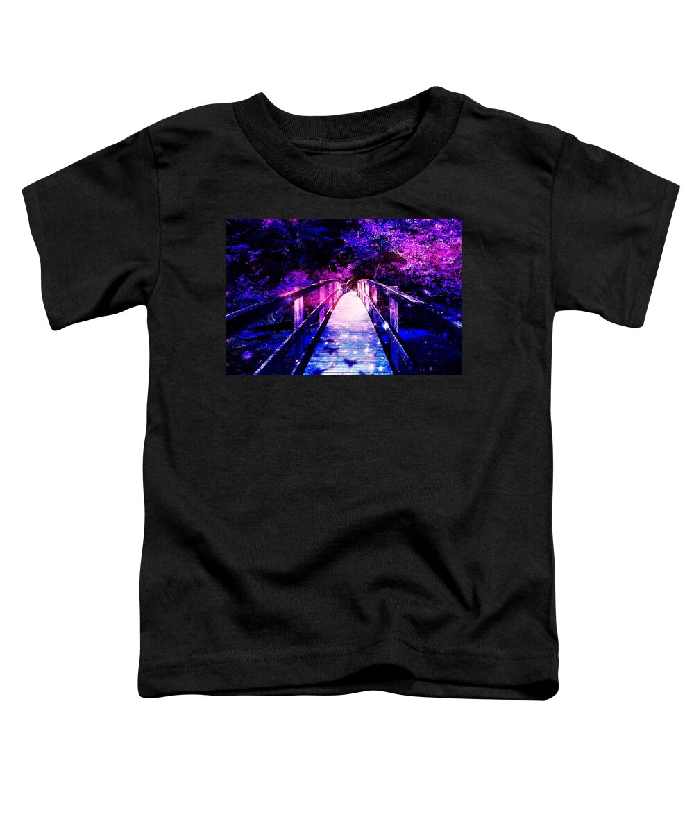 Fantasy Toddler T-Shirt featuring the mixed media Beware of the Bridge at Night by Stacie Siemsen