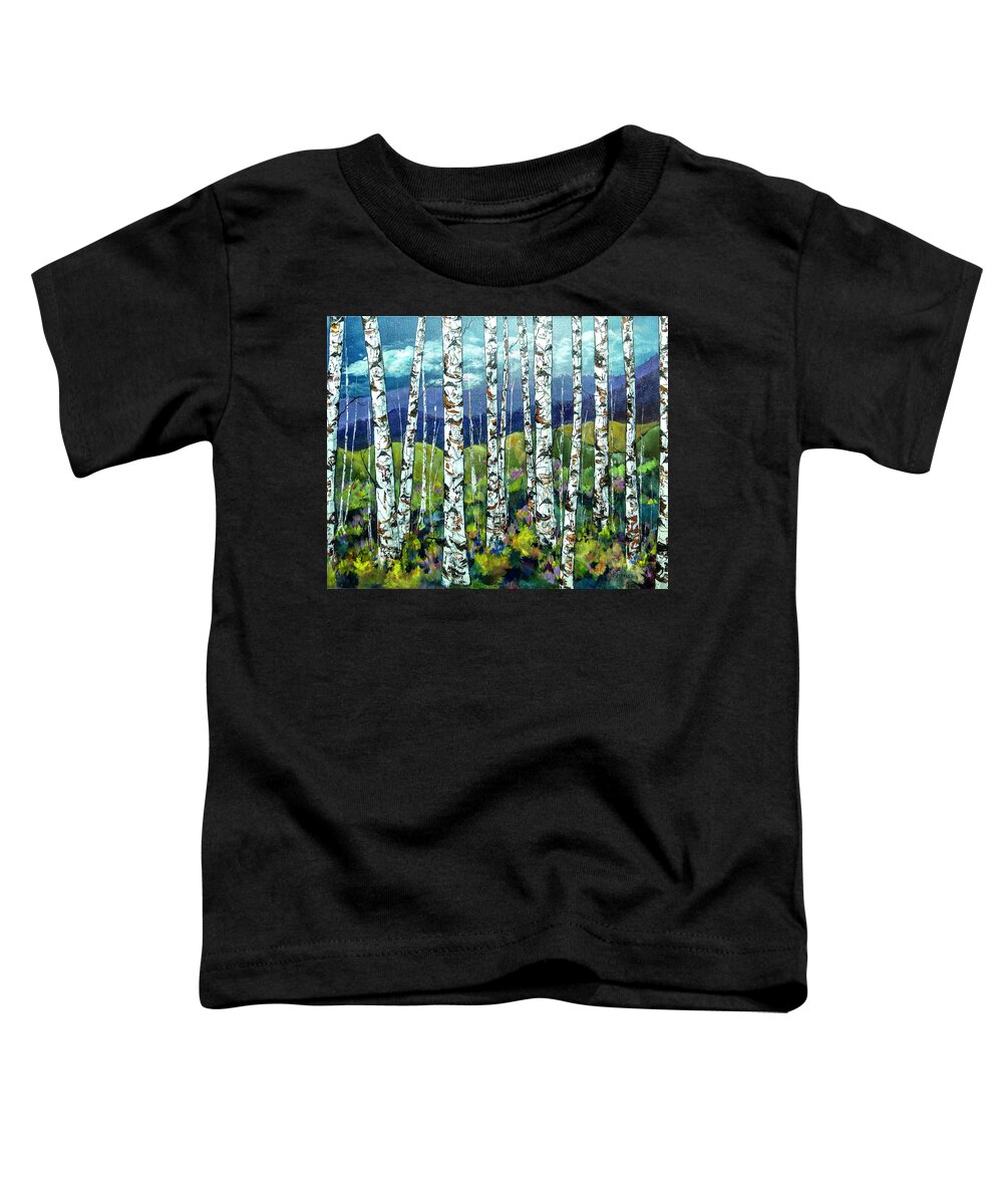 Trees Toddler T-Shirt featuring the painting Beyond the Birch by Wendy Provins