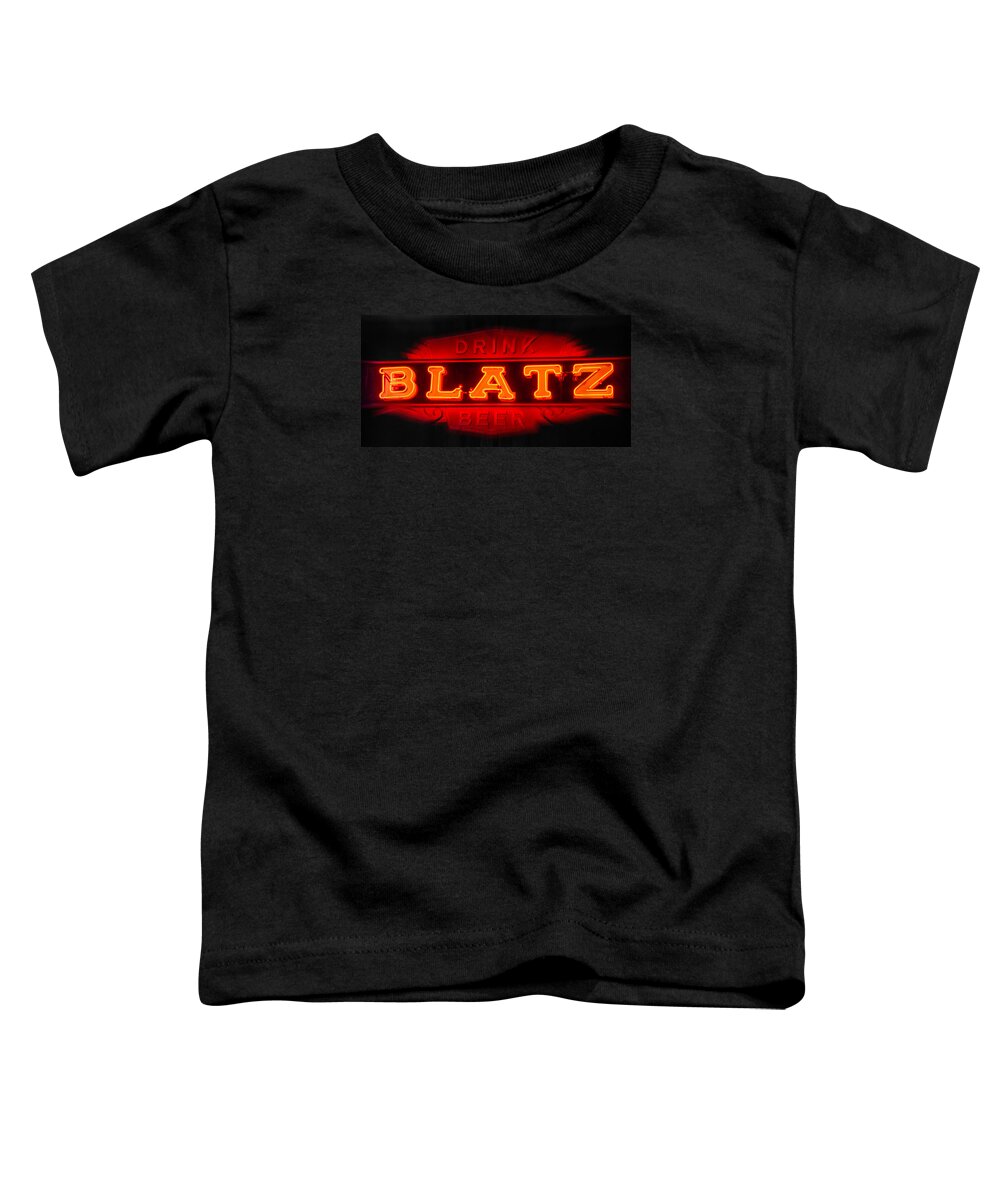 Blatz Toddler T-Shirt featuring the photograph Blatz Beer by Susan McMenamin