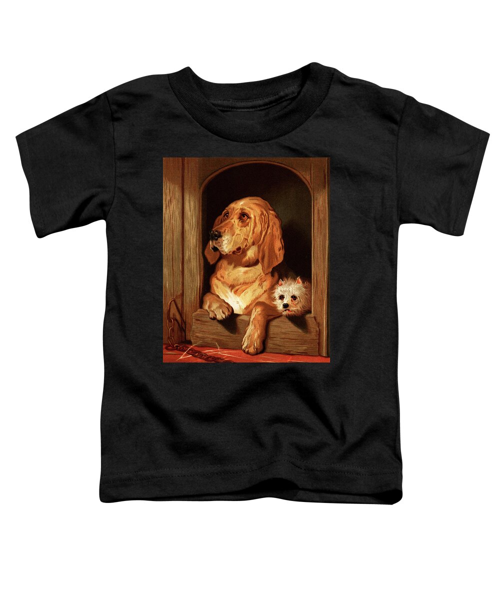 Adorable Toddler T-Shirt featuring the painting Bloodhound and a terrier by Vincent Monozlay
