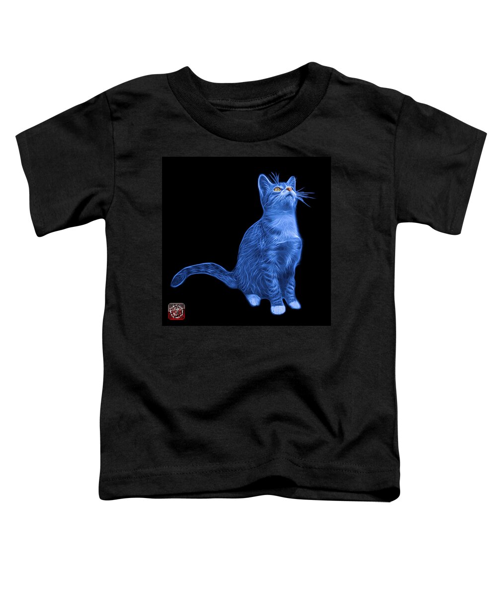 Cat Toddler T-Shirt featuring the painting Blue Cat Art - 3771 BB by James Ahn