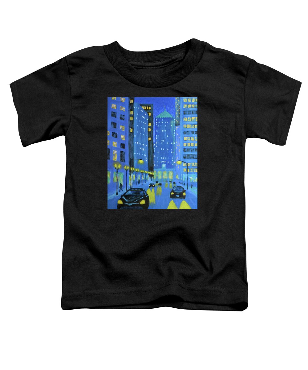 Chicago Art Toddler T-Shirt featuring the painting Blue City Blues by J Loren Reedy