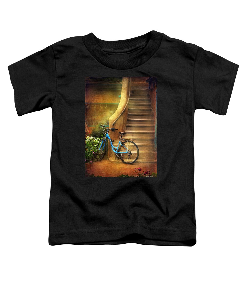 Bicycle Toddler T-Shirt featuring the photograph Blue Taos Bicycle by Craig J Satterlee