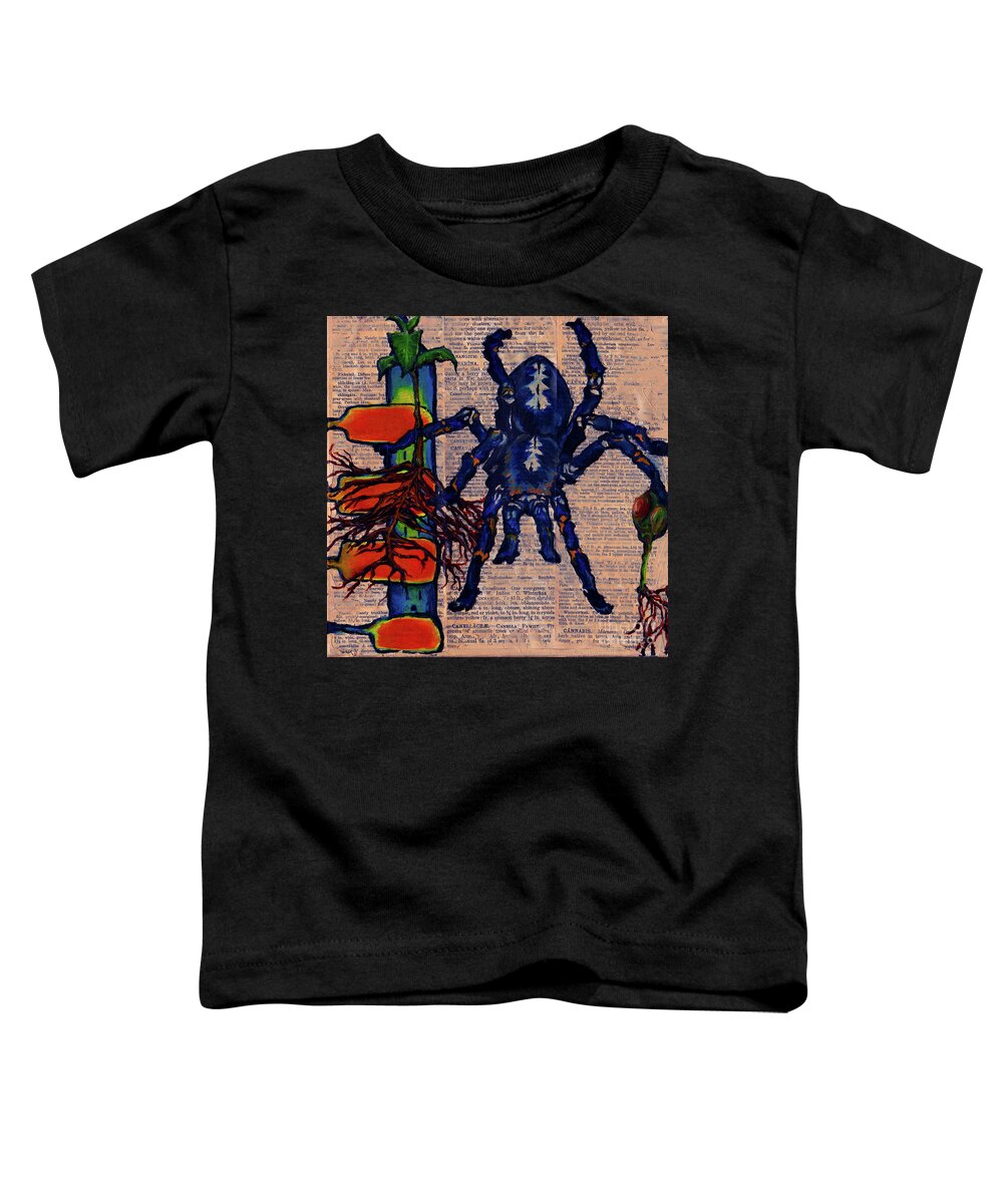 Tarantula Toddler T-Shirt featuring the painting Blue Tarantula by Emily McLaughlin